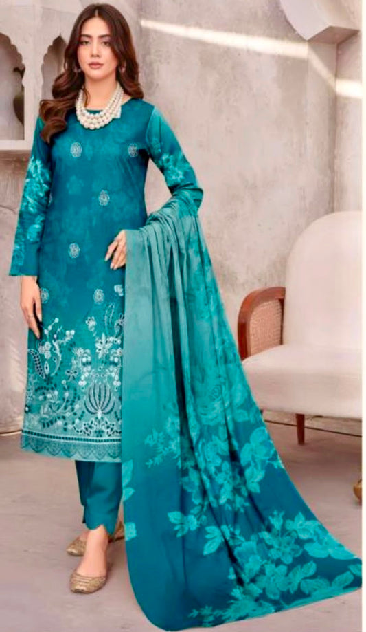 Embroidered Lawn Suit with Chiffon Dupatta