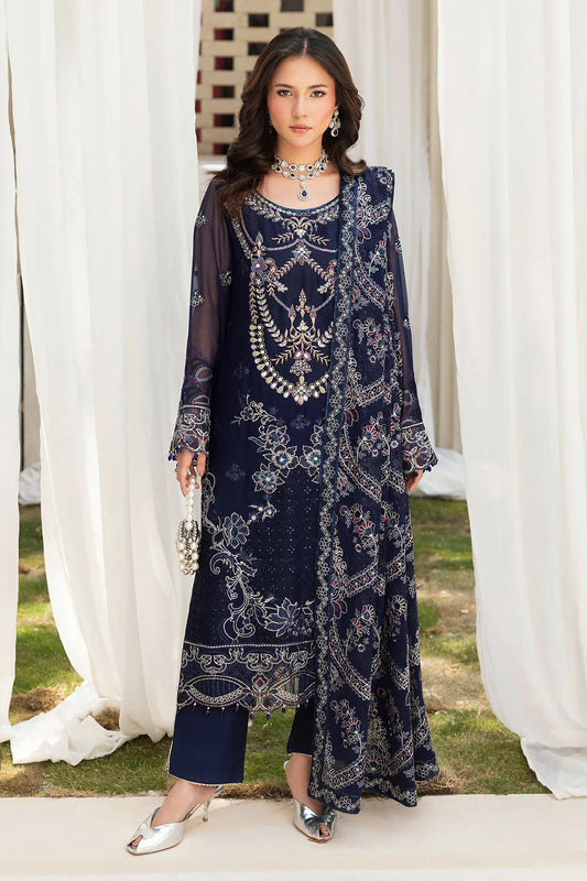Embroidered Chiffon Suit with Sequins & Hand Embellished Organza ( EC109 )