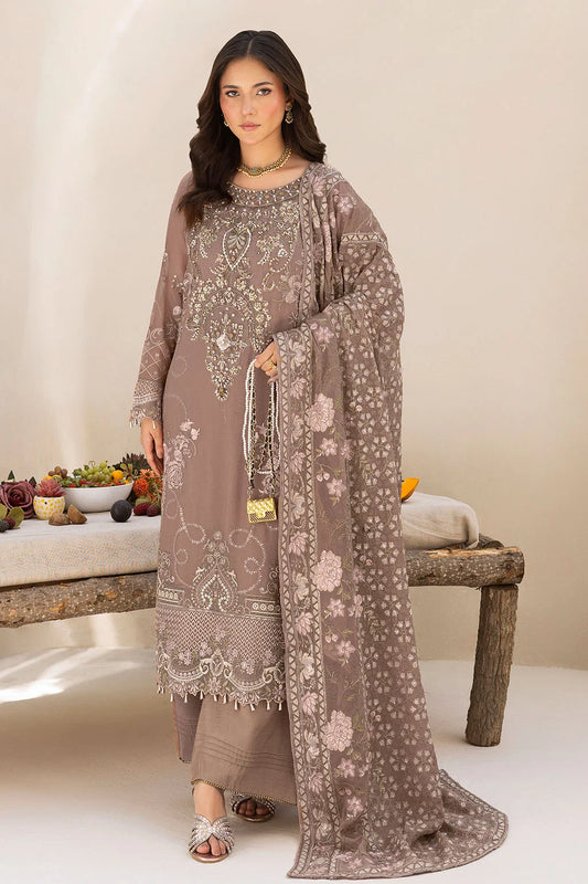 Embroidered Chiffon Suit with Sequins & Hand Embellished Organza ( EC112 )