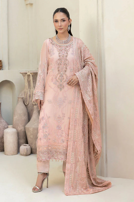 Embroidered Chiffon Suit with Sequins & Hand Embellished Organza ( EC115 )