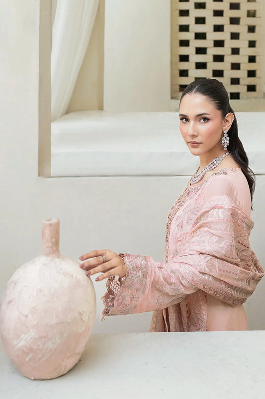 Embroidered Chiffon Suit with Sequins & Hand Embellished Organza ( EC115 )
