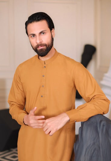 Mustard Yellow Pakistani Men’s Kurta Shalwar ( MN335 )