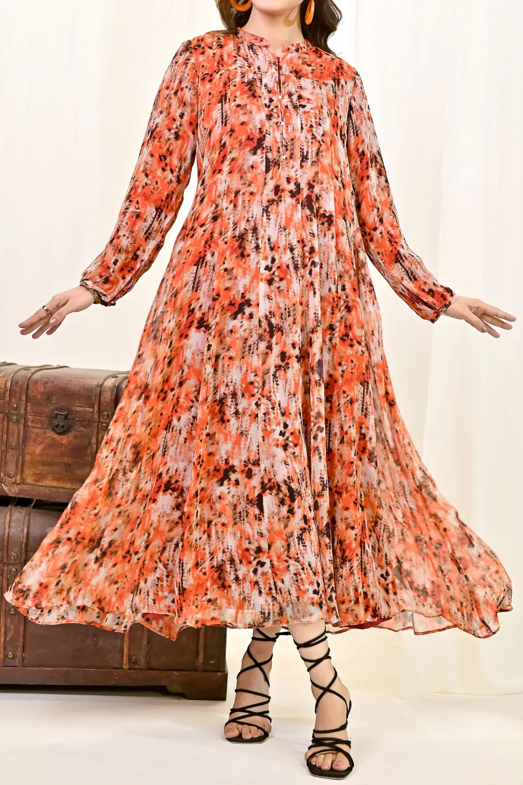 Rafia Luxury Printed Chiffon Shirt – Exclusive Summer Collection | Shirt Only