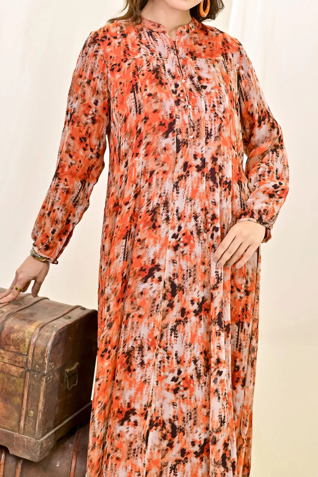 Rafia Luxury Printed Chiffon Shirt – Exclusive Summer Collection | Shirt Only
