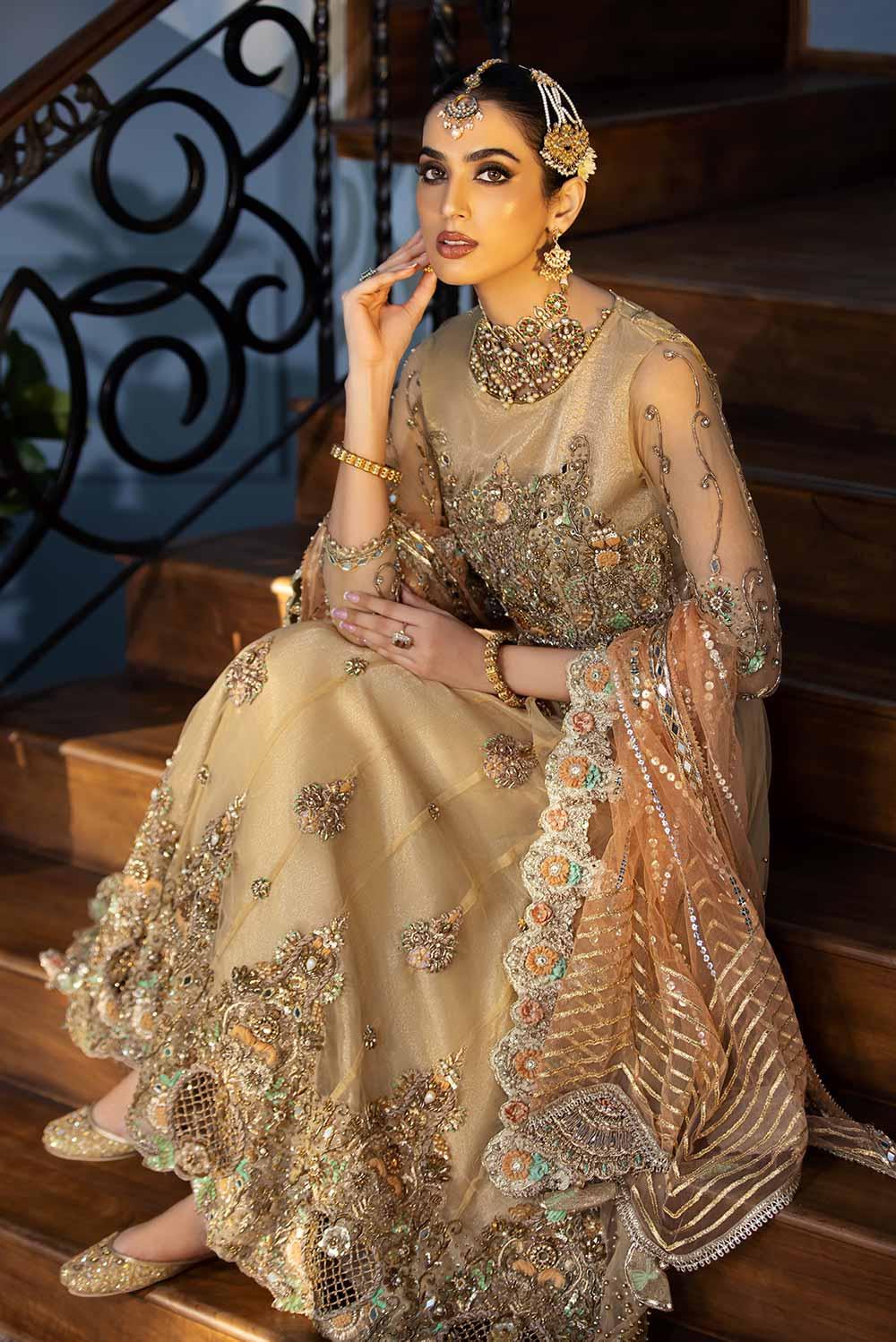 Ready-to-Wear Hand Embroidered Net Ensemble with Jamawar Trousers