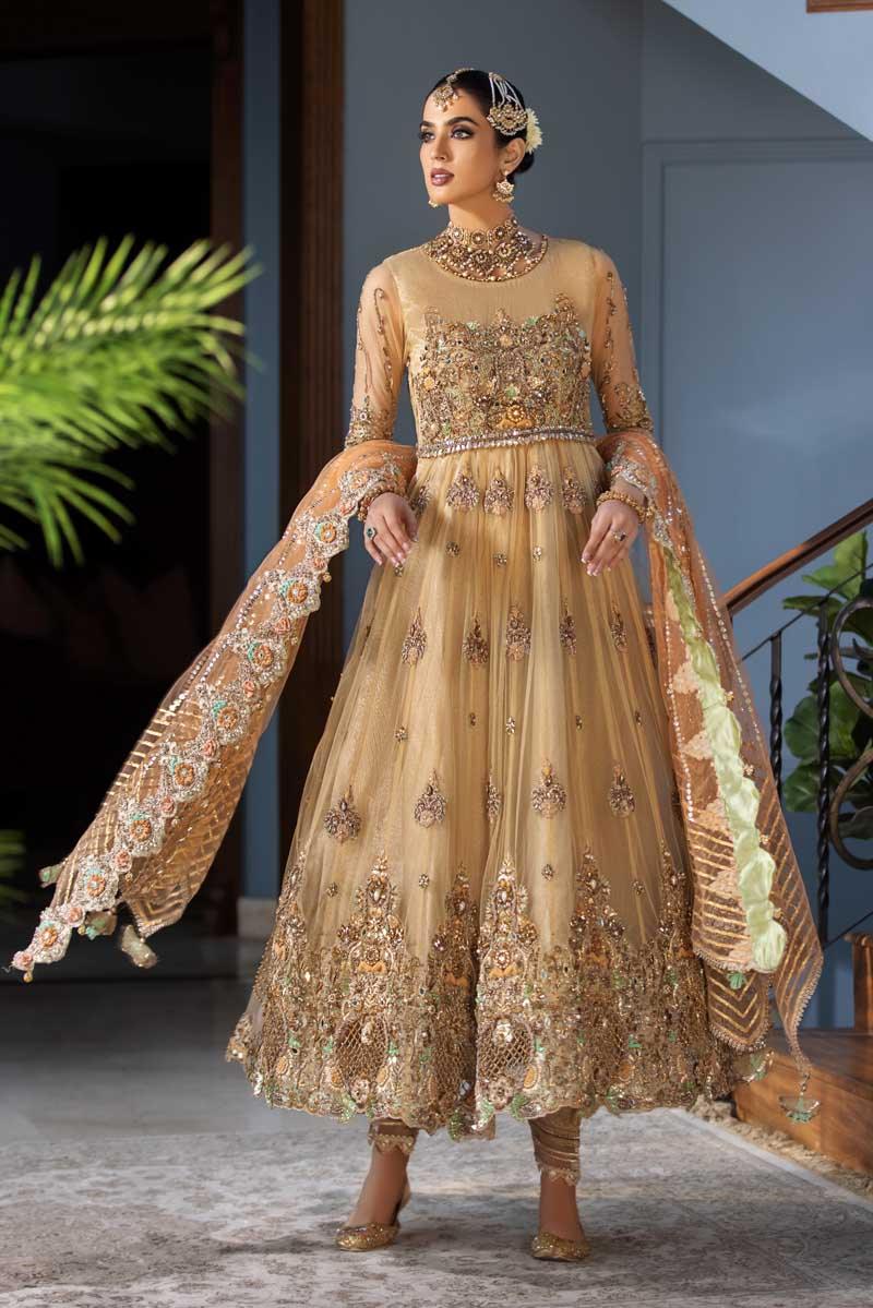 Ready-to-Wear Hand Embroidered Net Ensemble with Jamawar Trousers
