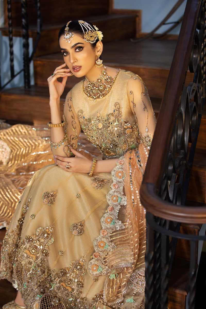 Ready-to-Wear Hand Embroidered Net Ensemble with Jamawar Trousers