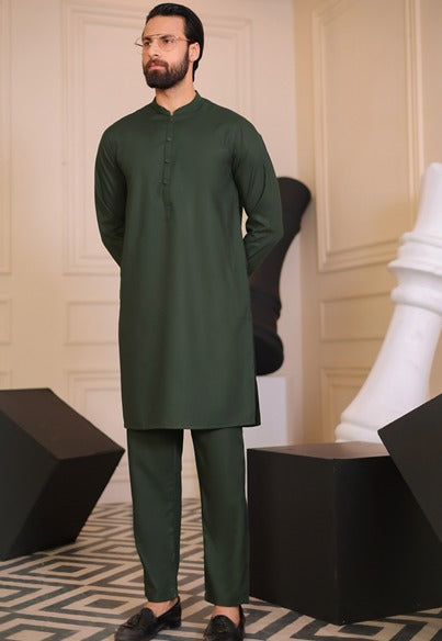 Men’s Dark Green Pakistani Kurta Shalwar Suit ( MN333 )