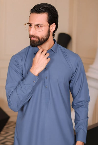 Men’s Blue Shalwar Kameez – Traditional Pakistani | Elegant Ethnic Wear