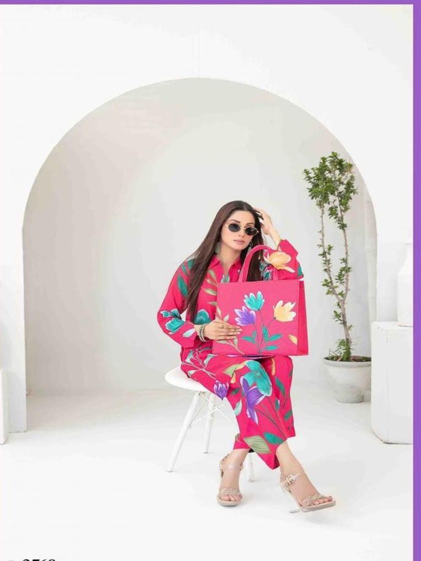 Pink Bloom Printed Lawn Dress