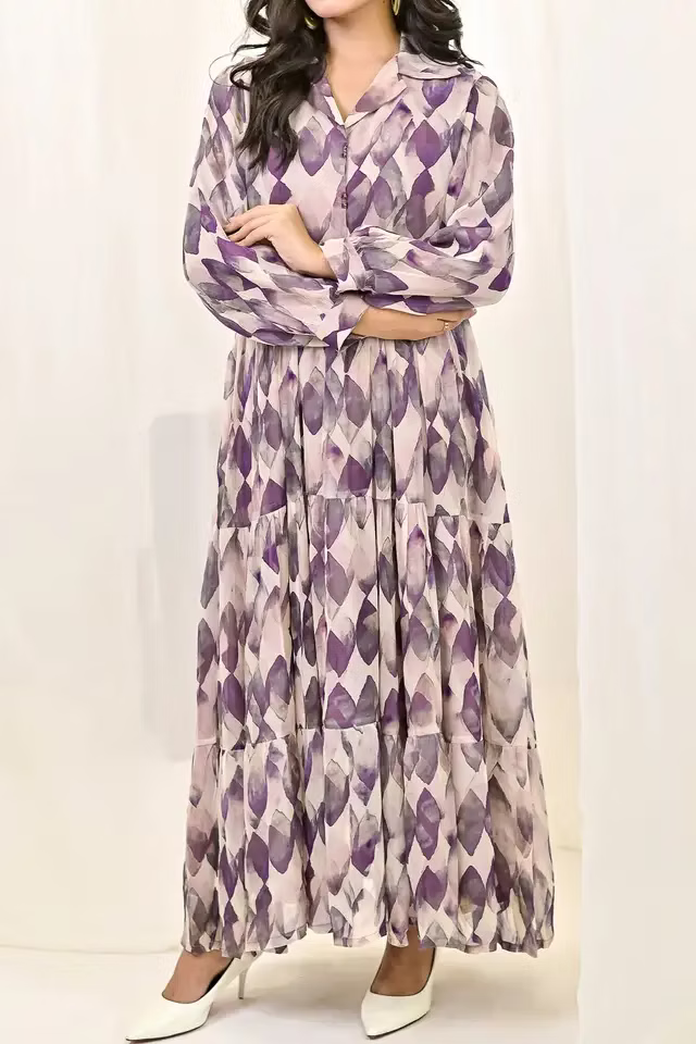 Rafia Luxury Printed Chiffon Shirt – Exclusive Summer Collection | Shirt Only