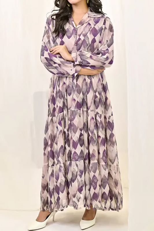 Rafia Luxury Printed Chiffon Shirt – Exclusive Summer Collection | Shirt Only