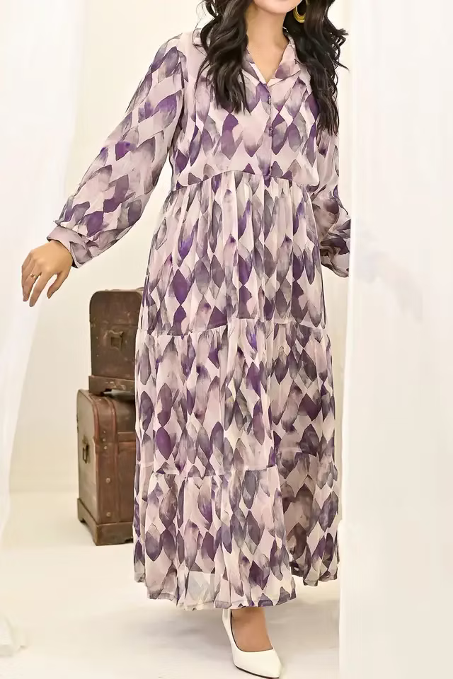 Rafia Luxury Printed Chiffon Shirt – Exclusive Summer Collection | Shirt Only