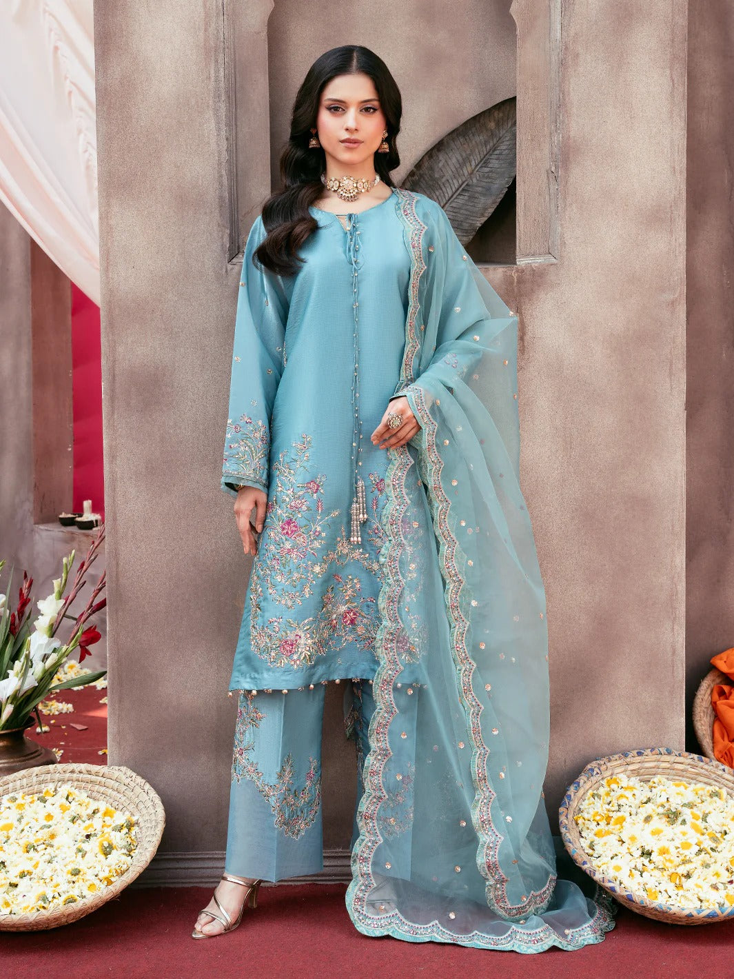 Allys Sheesha Silk Hand work and Embroidered