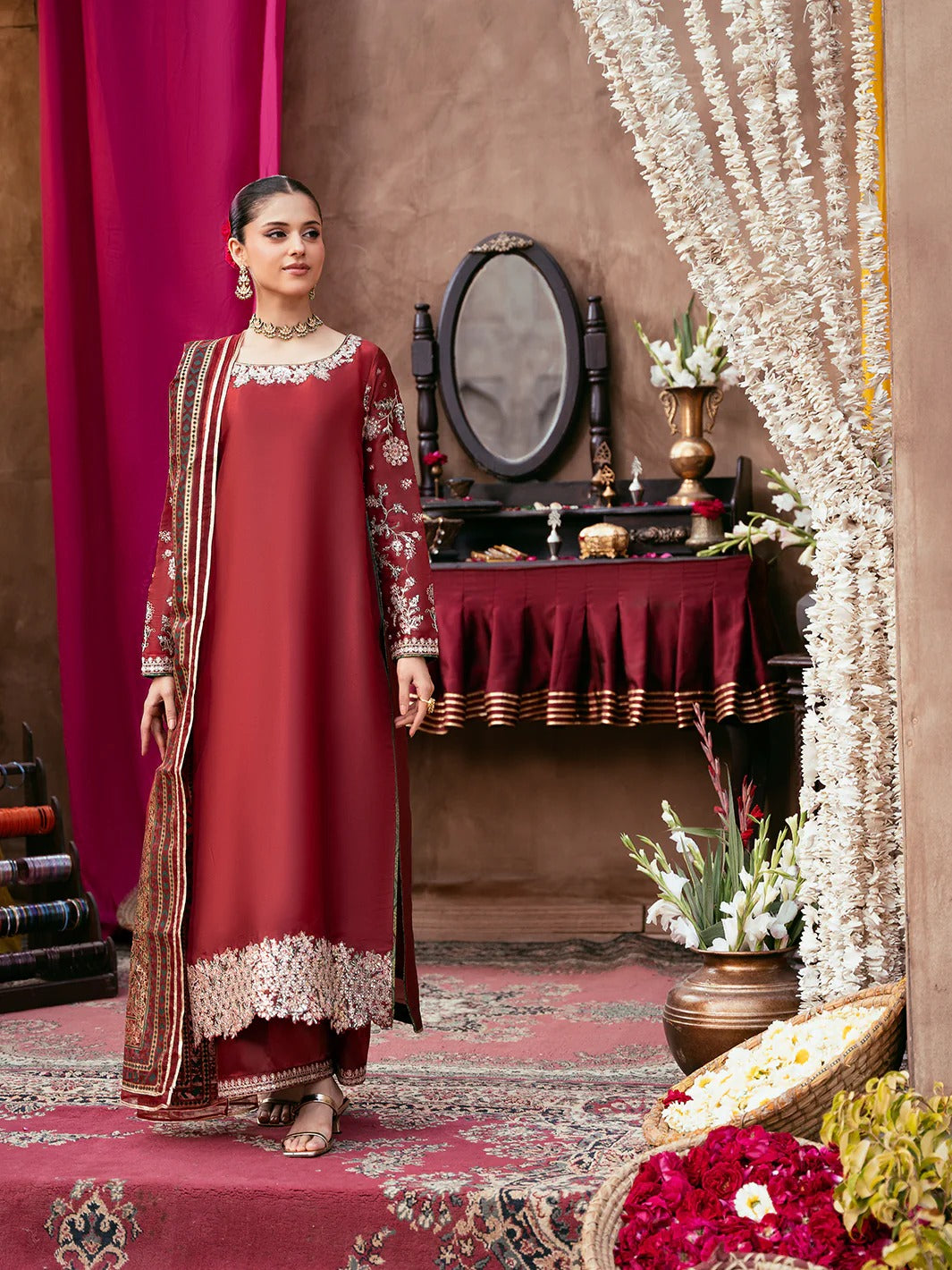 Allys Sheesha Silk Hand work and Embroidered