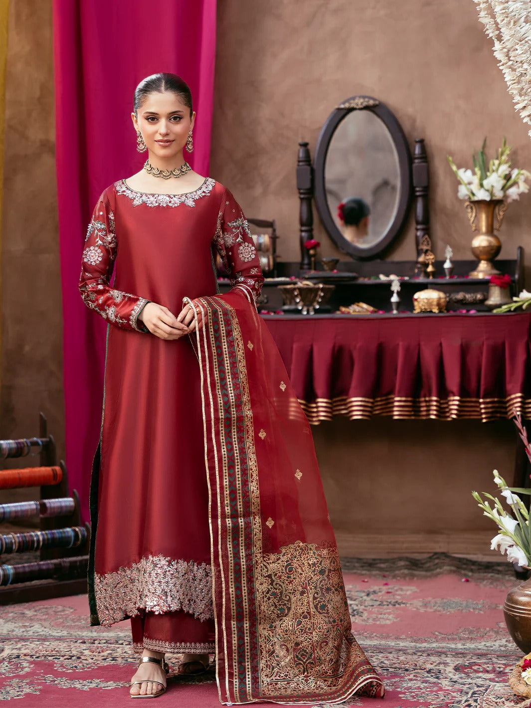 Allys Sheesha Silk Hand work and Embroidered