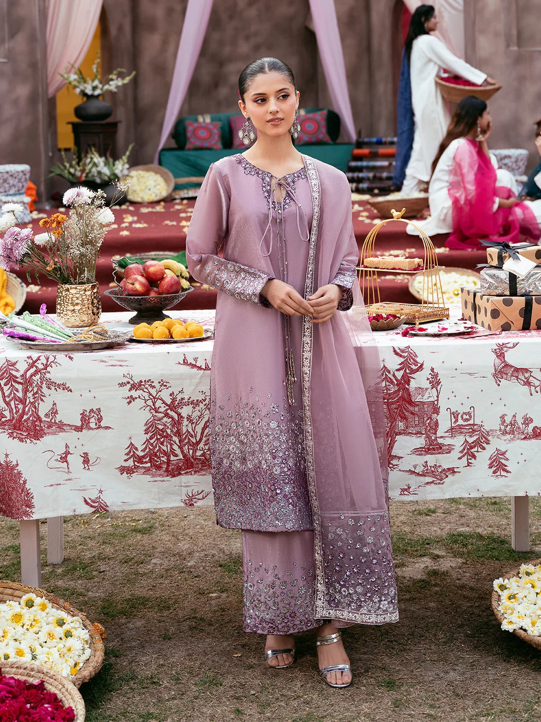 Allys Sheesha Silk Hand work and Embroidered