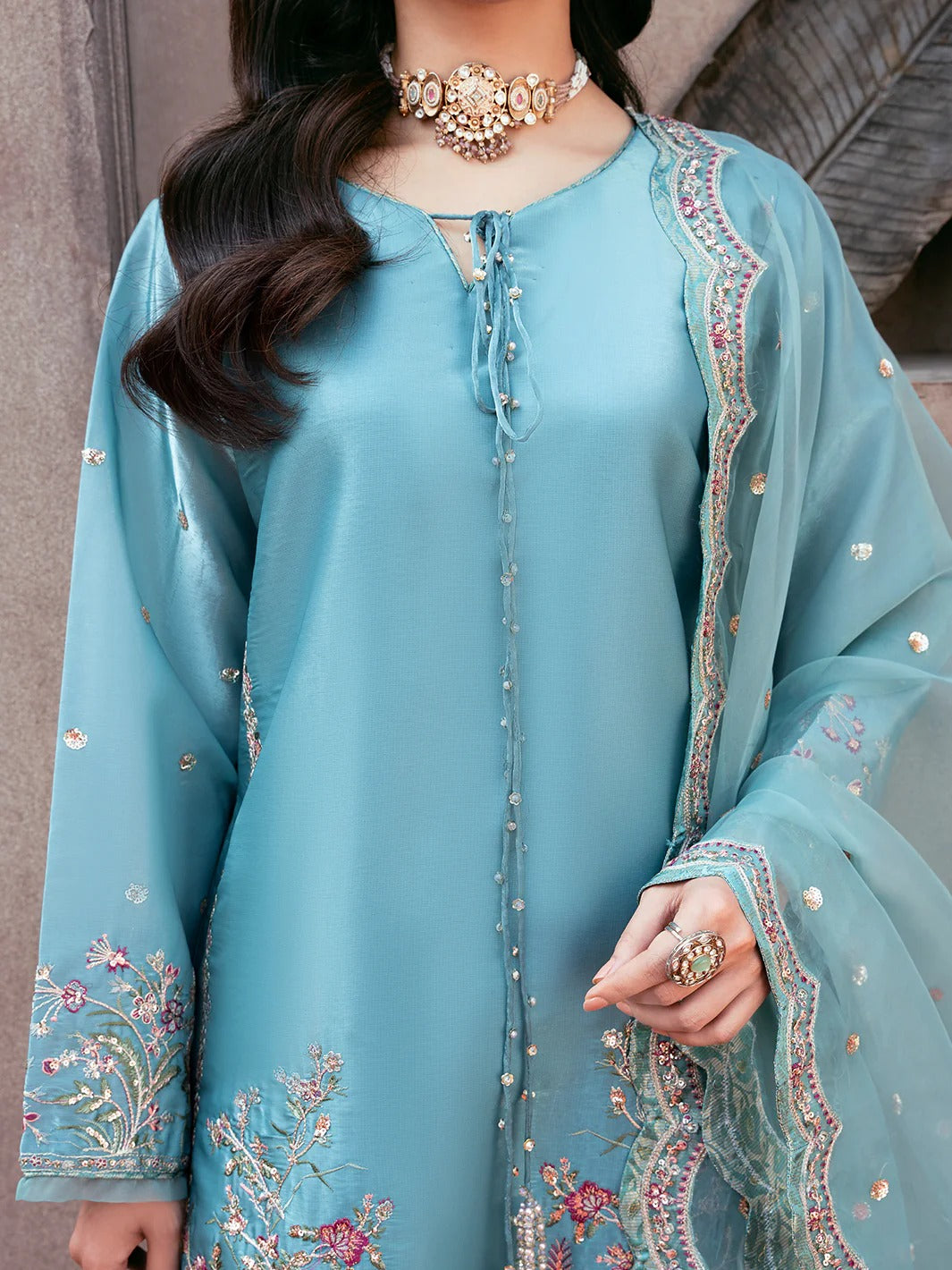 Allys Sheesha Silk Hand work and Embroidered
