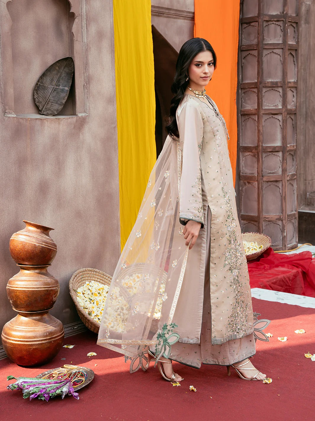Allys Sheesha Silk Hand work and Embroidered