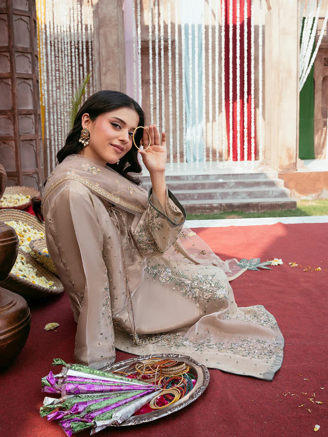 Allys Sheesha Silk Hand work and Embroidered