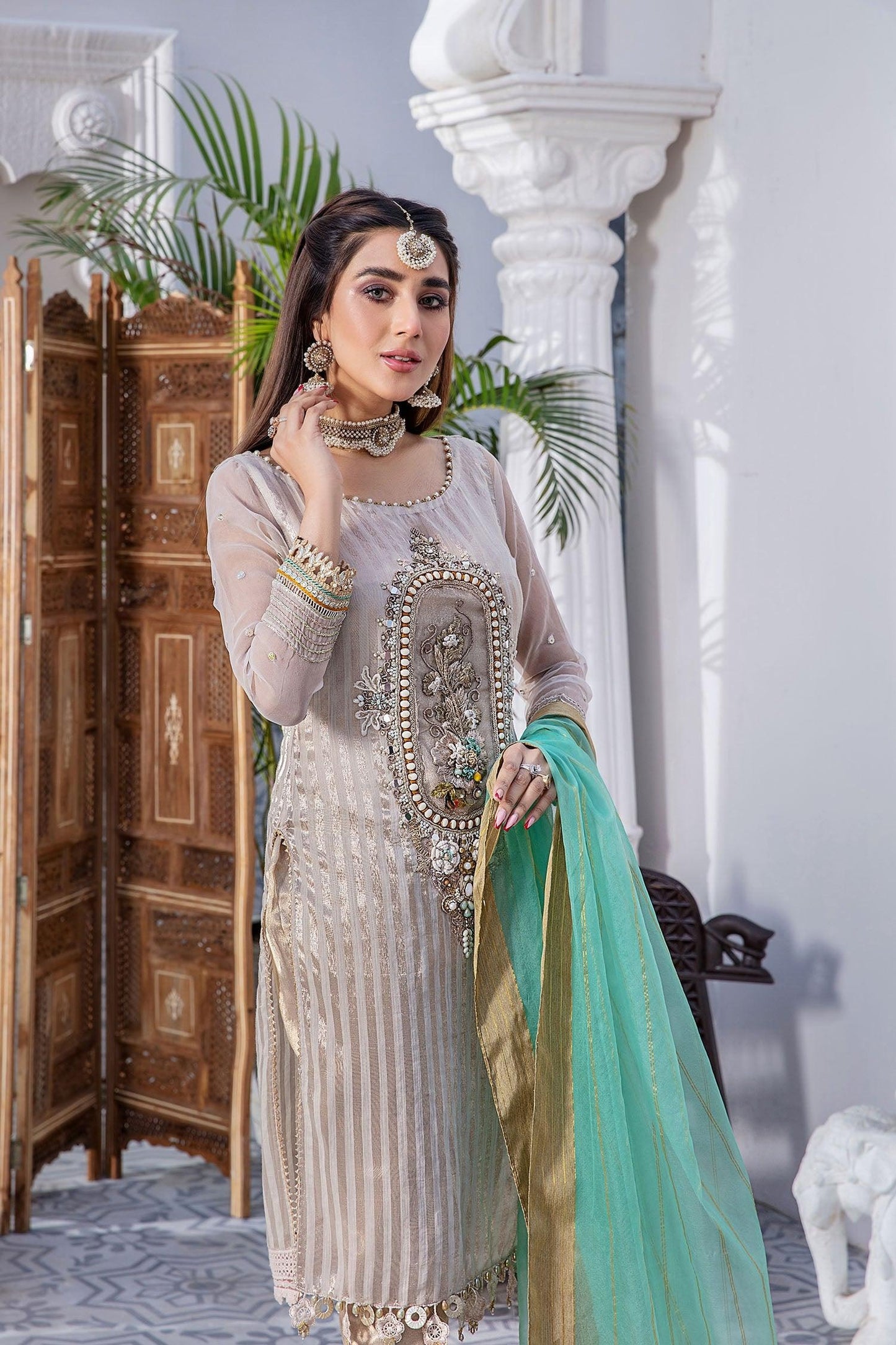 Latest Style 3 Piece Party Wear Hand Work