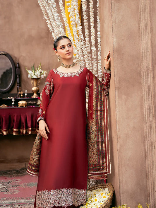 Allys Sheesha Silk Hand work and Embroidered (Style 4) - Pakistani Designer Outfit by Eastern Clozet