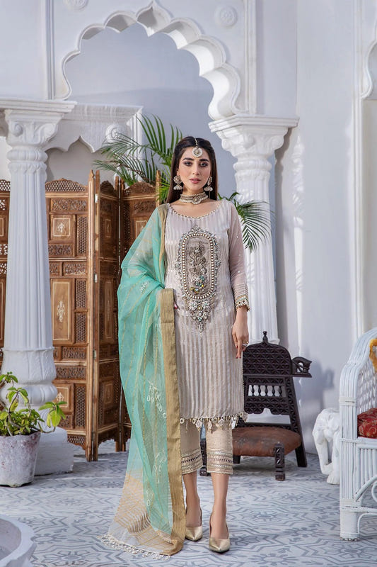 Latest Style 3 Piece Party Wear Hand Work - Pakistani Designer Outfit by Eastern Clozet