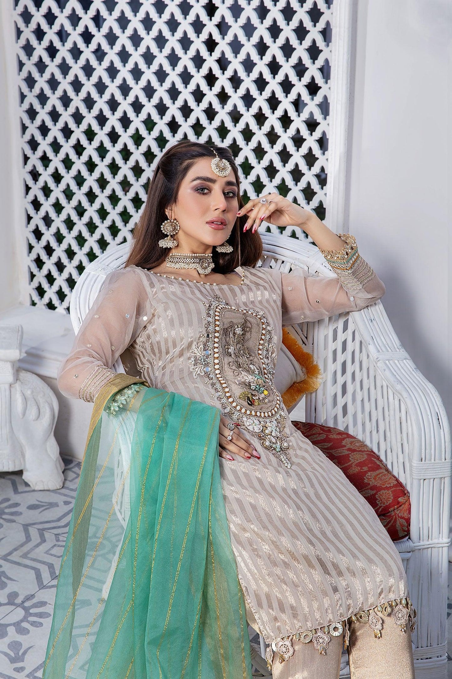 Latest Style 3 Piece Party Wear Hand Work