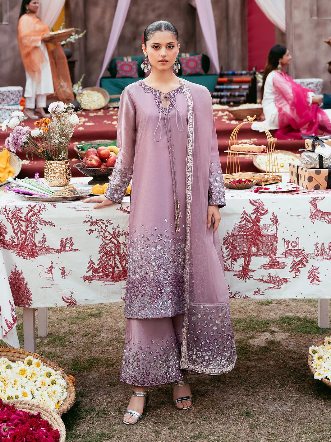 Allys Sheesha Silk Hand work and Embroidered