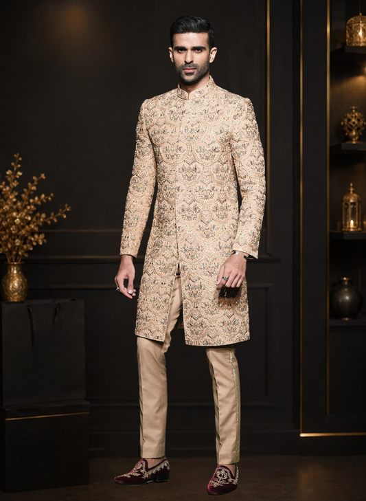 Gold Hand Embellished Wedding Sherwani