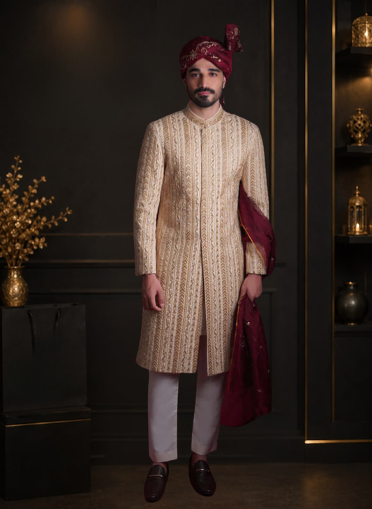 Gold Rush Hand Embellished Wedding Sherwani