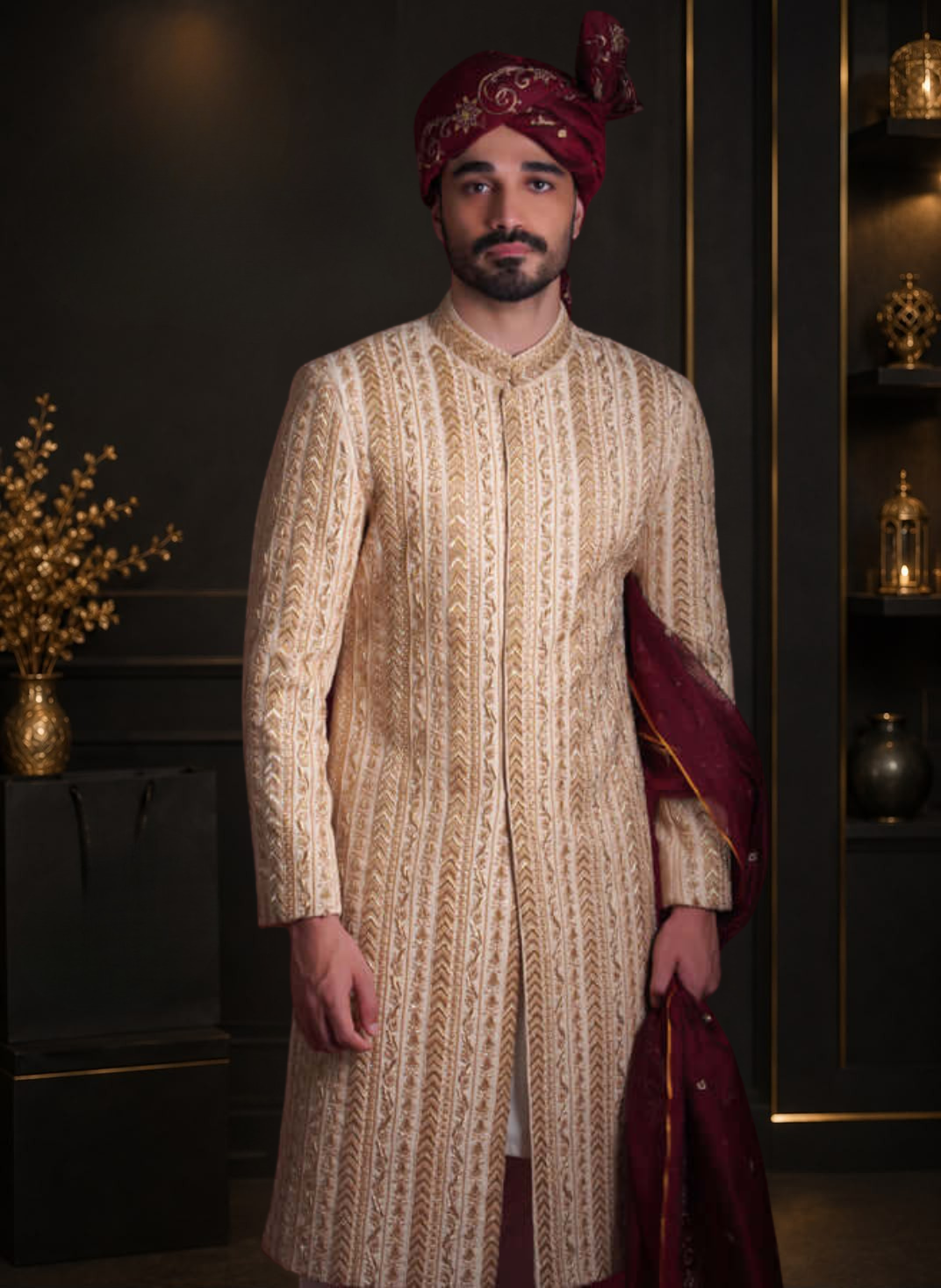 Gold Rush Hand Embellished Wedding Sherwani