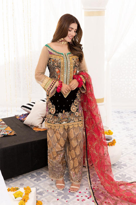 Luxury Pret with Dabka Hand Work on Crinkle Chiffon (Style 1) - Pakistani Designer Outfit by Eastern Clozet