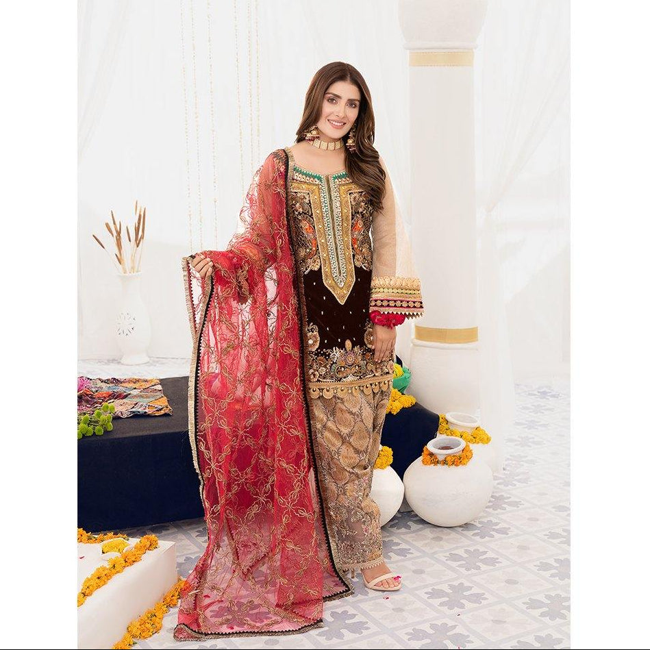 Luxury Pret with Dabka Hand Work on Crinkle Chiffon