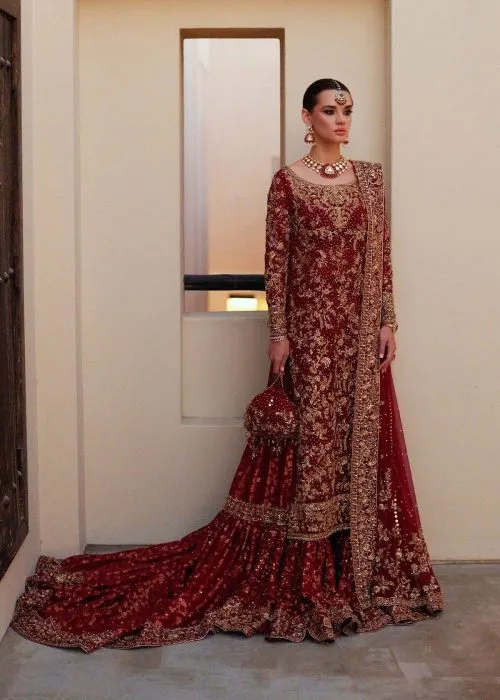 Barat Lehenga Wedding Formals featuring heavy bridal embroidery and a traditional Pakistani bridal look